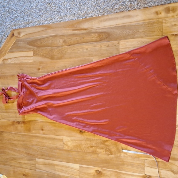 BCBGMaxAzria Halter Maxi Satin Dress Brick Red Size XS - Picture 10 of 10